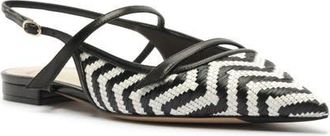 Alexandre Birman Tita Raffia Pointed Toe Slingback Flat in Black at Nordstrom, Size 10.5