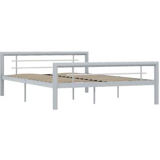vidaXL Estructura De Cama Sin Colch&oacute;n Metal Gris Y Blanco 140x200 Cm Vidaxl