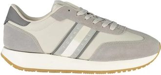 Tommy Hilfiger Grijze leren sneaker - Heren - Sneakers - Grijs - 40 EU - Leer - Schoenen