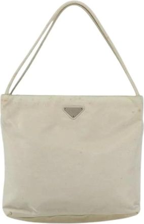 Prada Pre-owned Shoulder Bags, female, White, Size: ONE SIZE Pre-owned Nylon Shoulder Bag