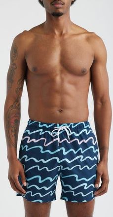 MAVRANS Salt Scene Swim Trunks in Blue at Nordstrom, Size Xx-Large