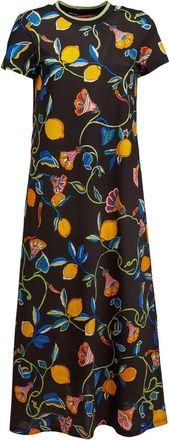 La DoubleJ floral-print shift midi dress - women - Cotton - S - Black