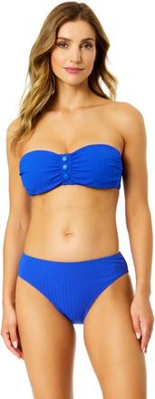 Anne Cole Womens Luna Snap Solid Snap Front Bandeau Bikini Swim Top in Luna Snap Cobalt at Nordstrom, Size X-Small