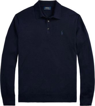 Polo Ralph Lauren Navy Gebreide Trui Lange Mouwen - Heren - Ronde hals truien - Blauw - L - Wol - Truien & Vesten