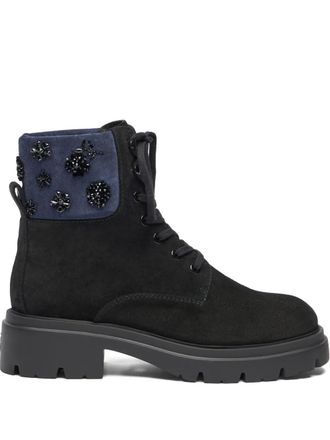 Stuart Weitzman Hudson embroidered lace-up boots - Nero