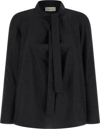 Christophe Lemaire Ascot Blouse - Dames - Blouses - Zwart - S - Katoen - Overhemden
