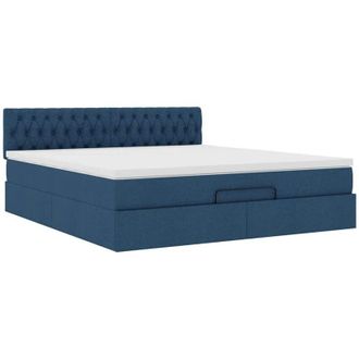 vidaXL Estructura De Cama Otomana Con Colch&oacute;n Tela Azul 180x200cm Vidaxl