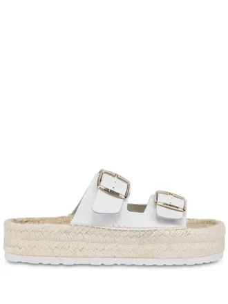 サンダル・ミュール MOSCHINO Women Sandals MA10216C1I MF0 100 WHITE Moschino Logo Lettering Sandals | White | FARFETCH