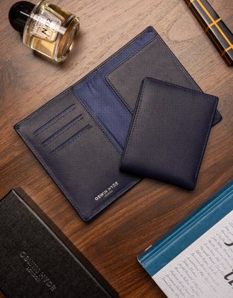 Oswin Hyde Mens Oxford Navy Bifold Wallet - Black