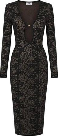 Elisabetta Franchi Abito Midi In Maglia Traforata - - Dresses - Donna - Nero - L