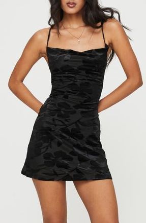 Princess Polly Celena Floral Burnout Velvet Minidress in Black at Nordstrom Rack, Size 12