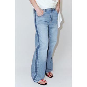 Mango Mid Rise Straight Leg Jeans in Light Blue at Nordstrom, Size 6