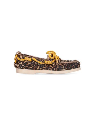 Golden Goose Brown Cruise Animal Print Leather Moccasins