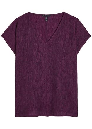 Eileen Fisher Eileen Fisher V-neck Plissé top - Purple - L (UK 18-20 / XL)
