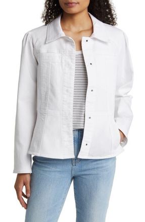 Wit & Wisdom Peplum Denim Jacket in Optic White at Nordstrom, Size X-Small