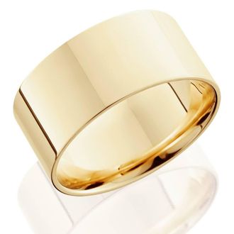 Pompeii3 10mm Flat High Polished Wedding Band 10K Yellow Gold Size Selectable