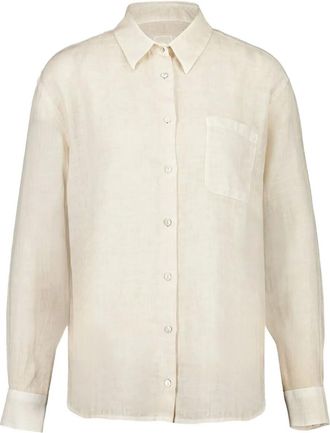120% Lino Camicia con taschino - Bianco