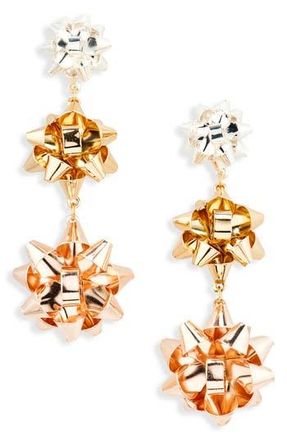 Leith Gift Bow Tiered Drop Earrings in Metallic Multi at Nordstrom Rack