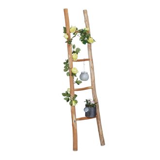 Relaxdays Relaxdays - Escalera Decorativa 4 Pelda&ntilde;os, Escalera Colgar Ropa Y Toallas, Hogar Y Jard&iacute;n, Madera Casta&ntilde;o, 150cm, Natural