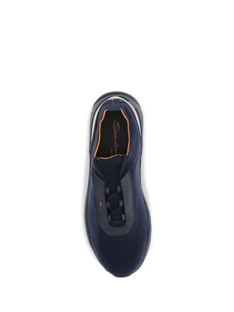 Santoni Mens Sneakers Stretch Fabric Blue Upper: Trainers