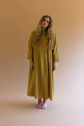 Kalalou Long-Sleeve Buttondown Dress With Pockets - Pistachio