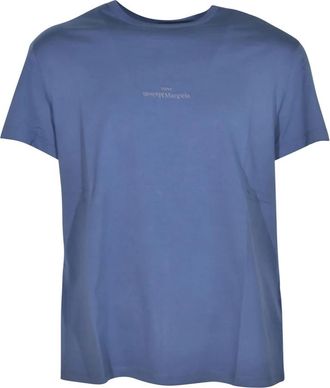 Maison Margiela Distorted Logo T-shirt - Heren - T-shirts - Blauw - L - Katoen - Tops