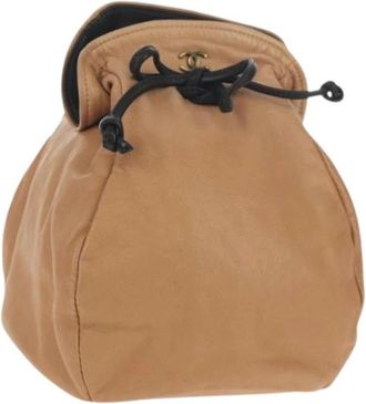 Chanel Pre-owned Leren Bucket Bag - Dames - Vintage Tas - Beige - ONE Size - Leer - Vintage