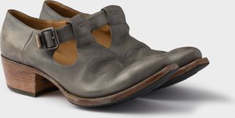 Prada Antiqued leather shoes with buckle