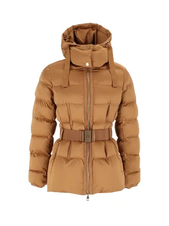 Elisabetta Franchi Quilted Padded Belted Hooded Coat