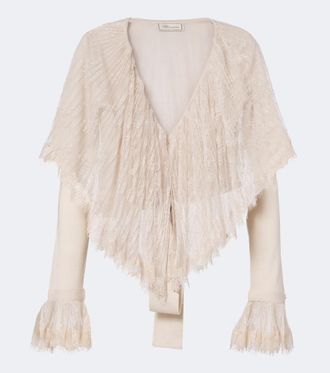 Blumarine C&aacute;rdigan de lana virgen con encaje