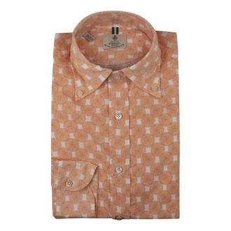 LUIGI BORRELLI NAPOLI Casual Shirts, male, Orange, Size: M Regular Fantasy Shirt