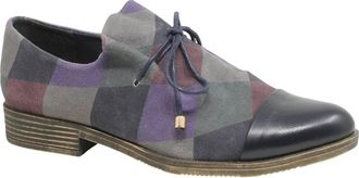 Django & Juliette Womens Kotty Loafers In Navy Harlequin Leather-Suede