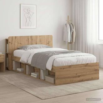Berkfield Home Bed Frame with Storage Artisan Oak 75 x 190 cm Engineered Wood in Brown