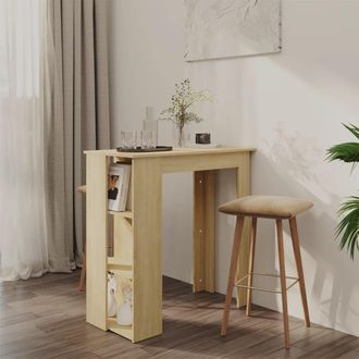 Berkfield Home Bar Table with Shelf Sonoma Oak 102x50x103.5 cm Engineered Wood in Brown