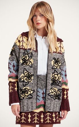 La DoubleJ Embroidered Chalet Cardigan in Multicolor Grey at Nordstrom, Size X-Small