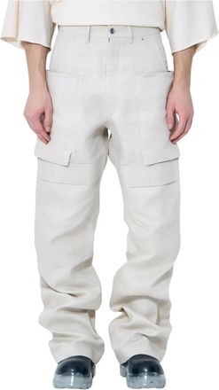 Rick Owens Structured Cargo Pants - Heren - Straight fit broeken - Beige - W30 - Linnen - Broeken