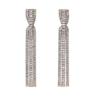 Isabel Marant Accessoires, Dames, Grijs, ONE Size, Lange Oorbellen met Sprankelende Kristallen