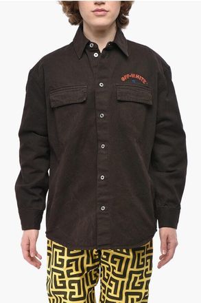 Off-white Cotton Sahariana Overshirt with Embroidered Logo size Xs