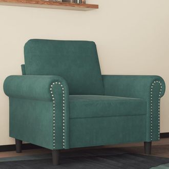 vidaXL Sill&oacute;n De Terciopelo Verde Oscuro 60 Cm Vidaxl