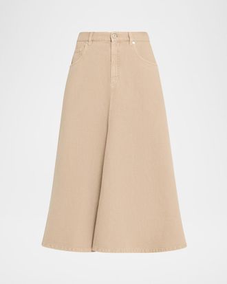 Brunello Cucinelli Denim Fit-&-Flare Midi Skirt