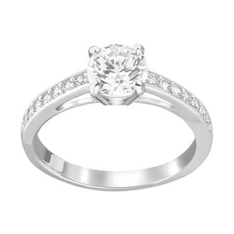 Swarovski Damesring Attract Ring- Rondgeslepen- Pav&eacute;- Wit- Gerhodineerd 55 5032921 - Dames - Ringen - Grijs - 50 MM - Accessoires