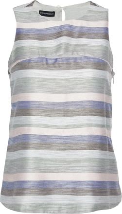 Emporio Armani striped silk sleeveless top - Grey