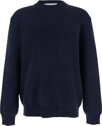 Golden Goose Truien & Vesten, Heren, Blauw, L, Katoen, Geribbelde trui met ronde hals