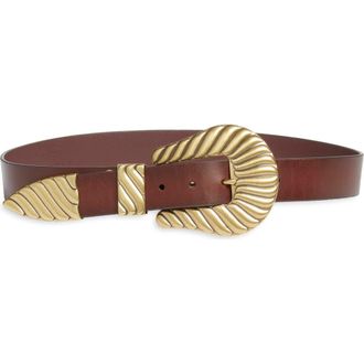 The Great. & Stetson The Big Buckle Leather Belt in Cognac With Brass at Nordstrom, Size Medium