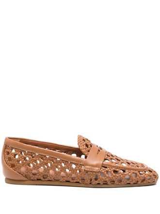 Stuart Weitzman woven loafers - women - Calf Leather/Rubber/Calf Leather - 41 - Brown