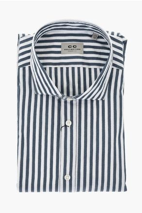Corneliani Awning-Striped Shirt with French Collar size 45