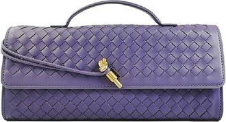 Generic Woven Crossbody Bags for Women,Handwoven Small Purses for Women, Trendy Shoulder Bag womens crossbody bag, long bag (Purple)