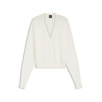 BOSS Linen-cotton cardigan with buttoned front