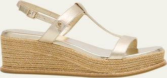 Jimmy Choo London 60mm Thea Metallic Leather Wedge Sandals