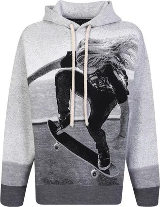 Palm Angels Gebreide Hoodie - Heren - Hoodies - Grijs - S - Hoodies & sweatvesten